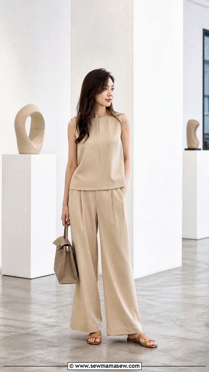 Monochrome Beige Co Ord Set Minimal Sandals - 40 Singapore outfit ideas