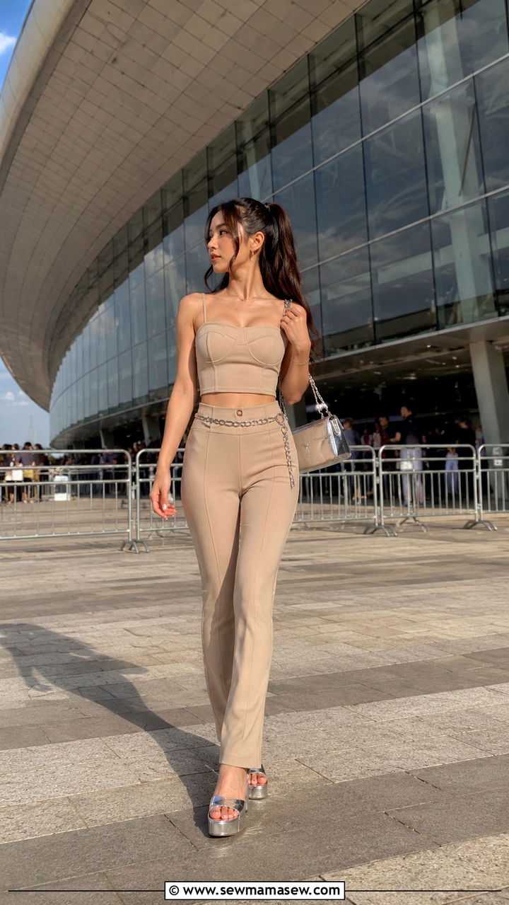 Monochrome Beige Co Ord With Metallic Accessories - 25 Petite outfit ideas for concert