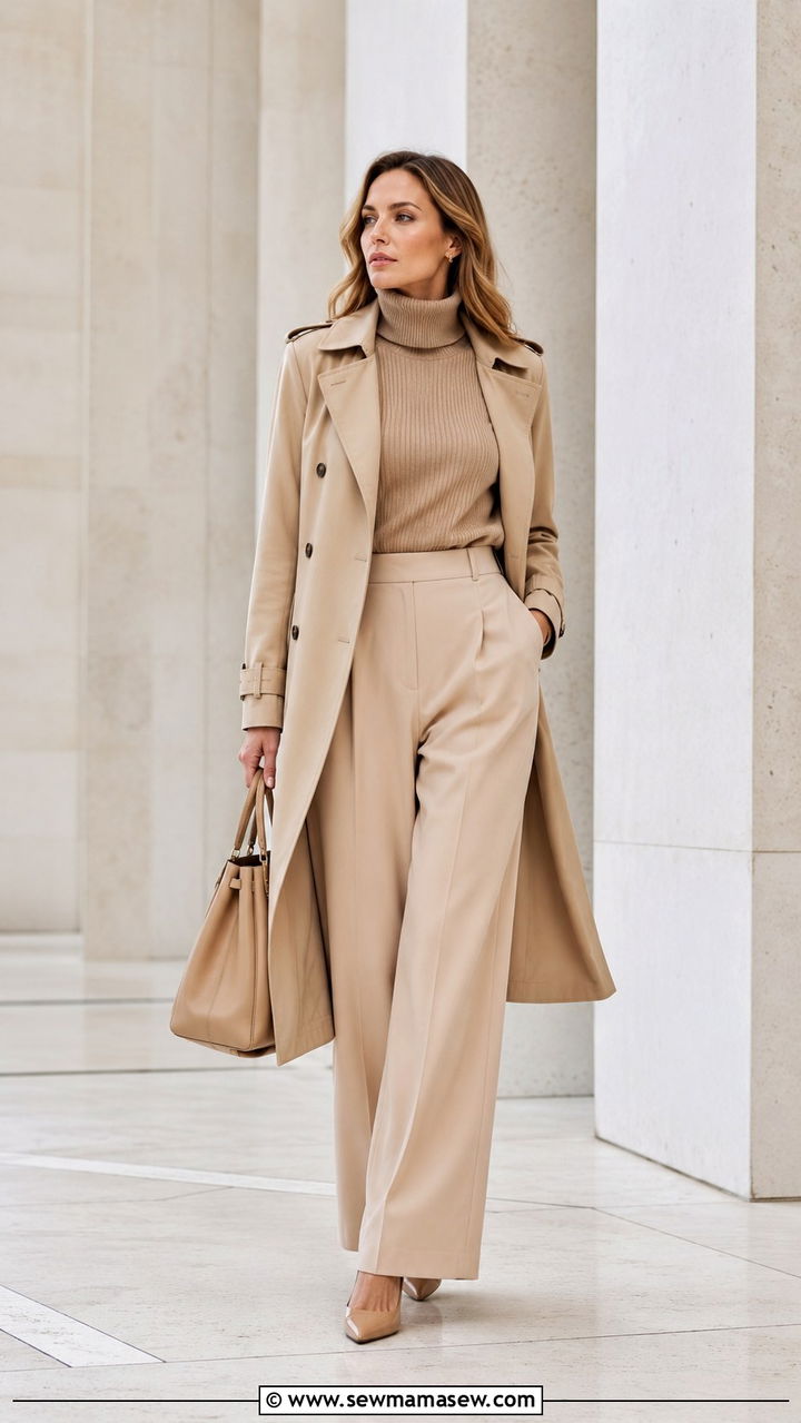 Monochrome Beige Ensemble With Trench Coat - 25 Nepo kid outfit ideas