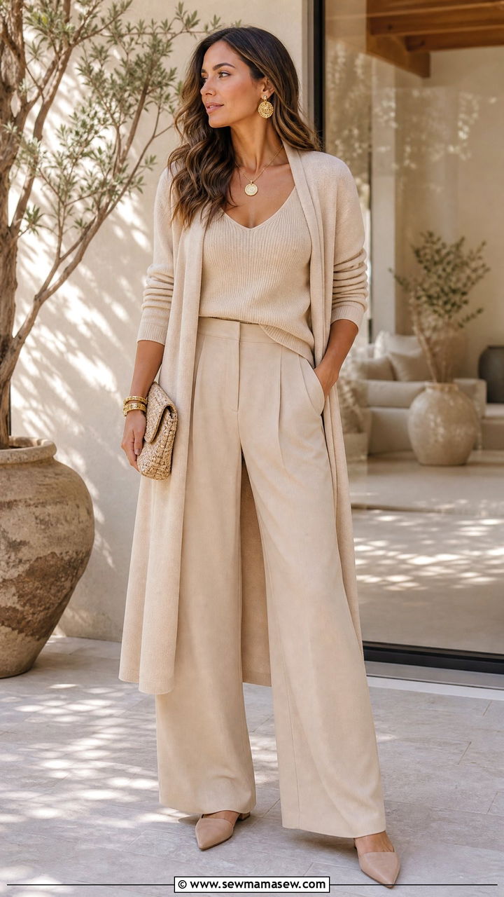 Monochrome Beige Ensemble - 35 Housewarming party outfits