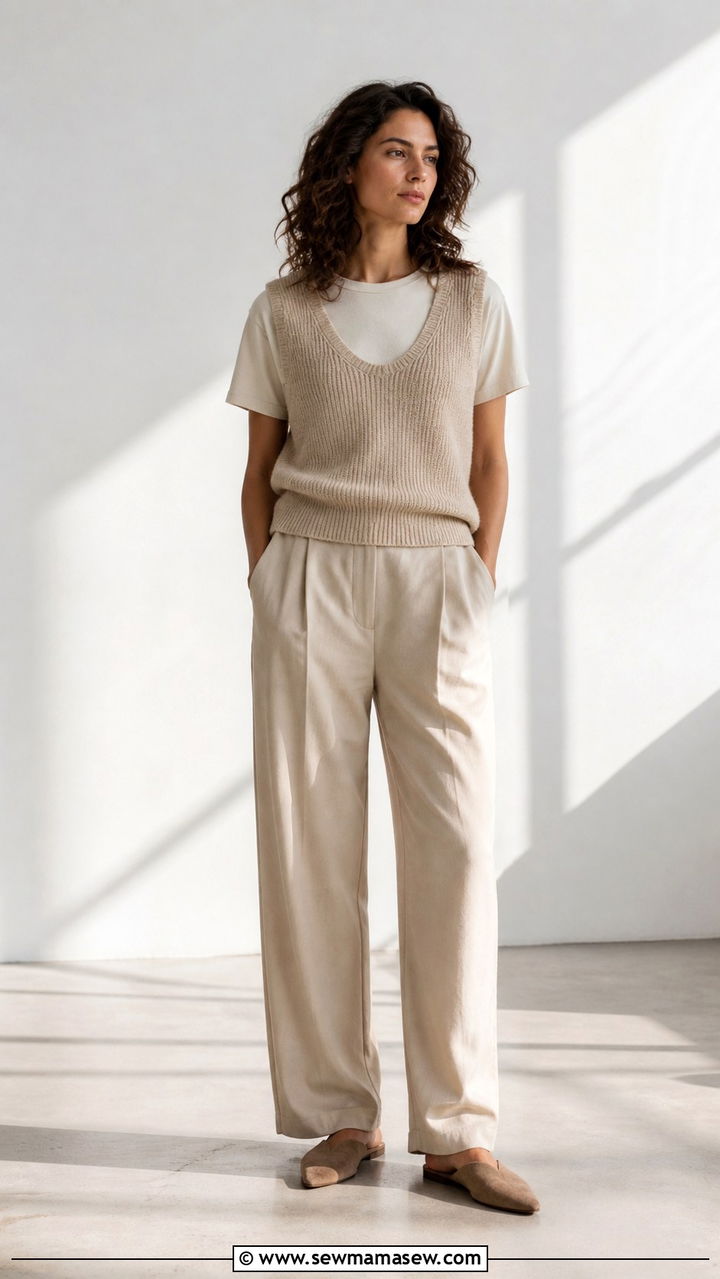 Monochrome Beige Layered Separates - 40 spring aesthetic outfit ideas