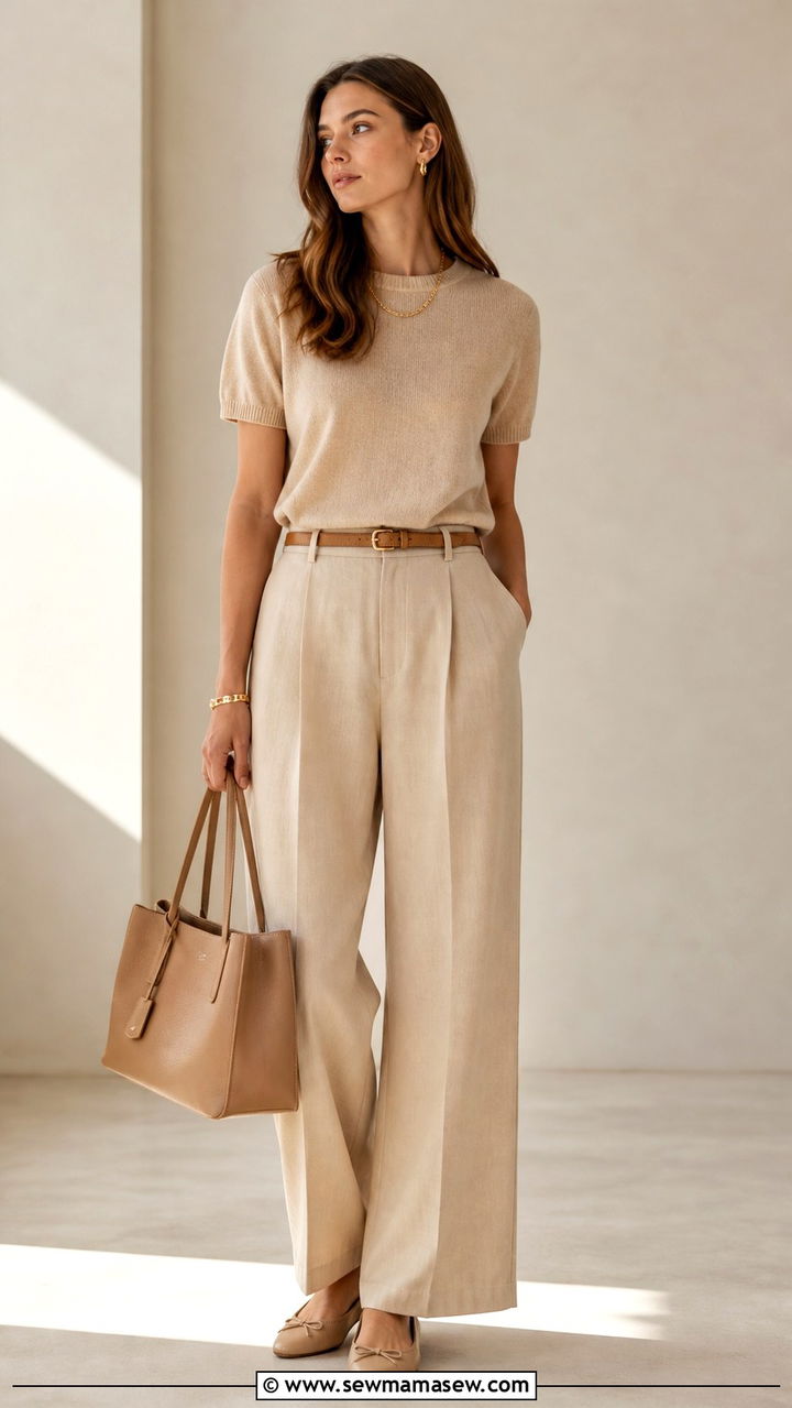 Monochrome Beige Outfit - 40 French girl outfit ideas