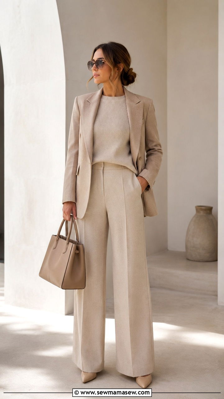 Monochrome Beige Outfit - 30 spring outfits for women over 30