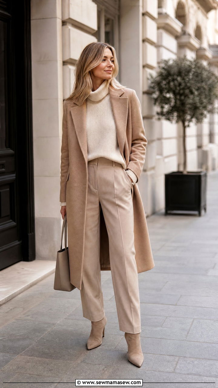 Monochrome Beige Outfit With Tonal Layers - 30 casual scandinavian outfits