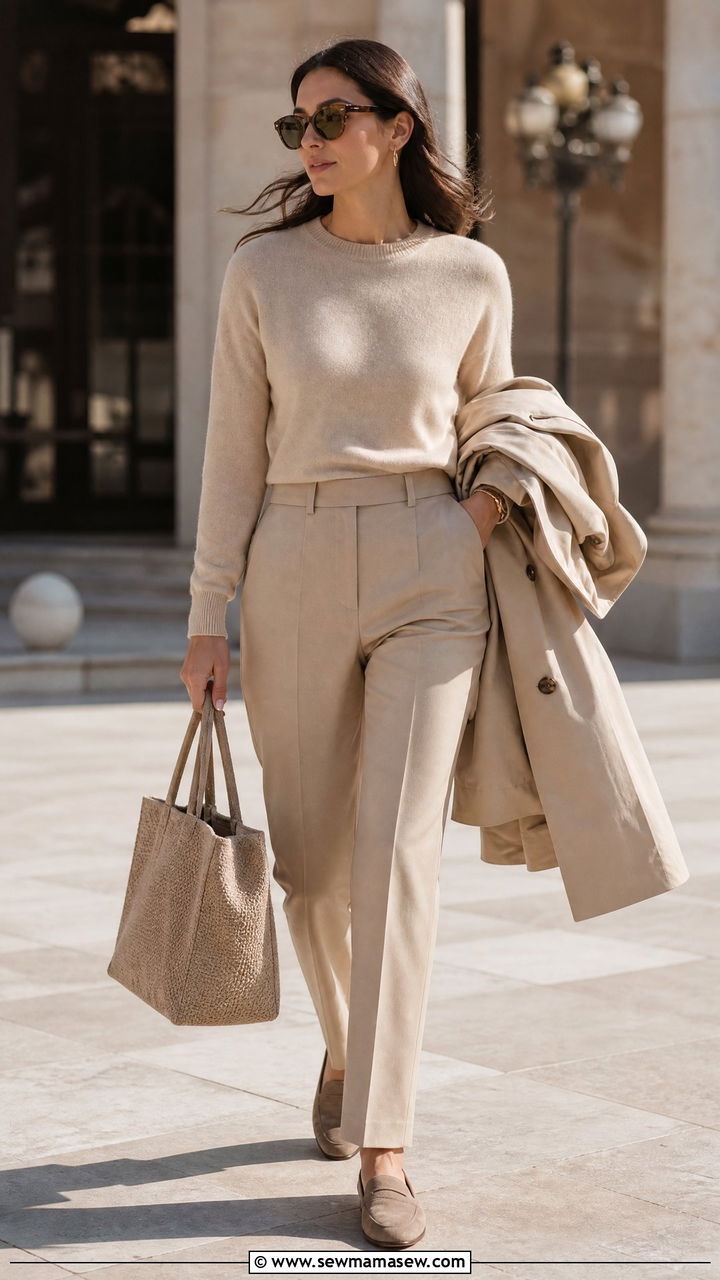 Monochrome Beige Outfit - 35 Minimalist outfit ideas for work