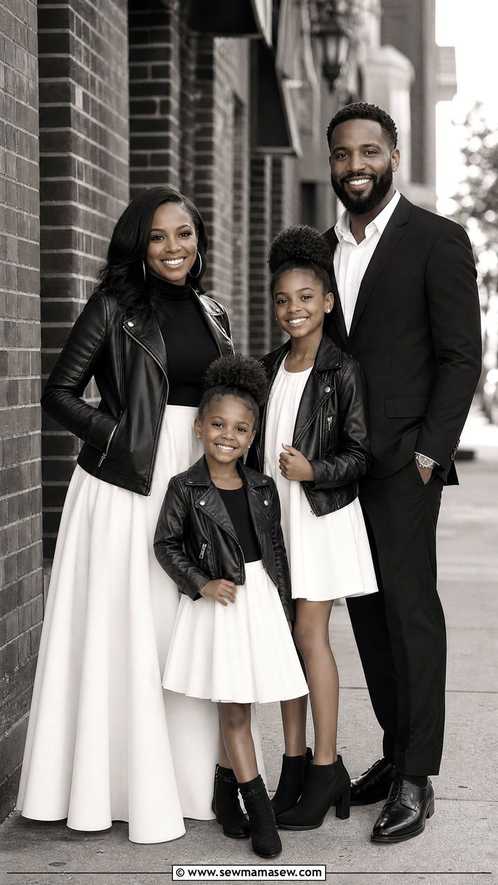 Monochrome Black And White For Urban Family Portraits - 30 family photo outfits ideas