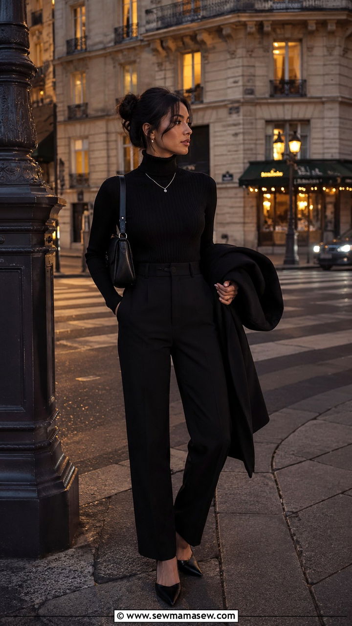 Monochrome Black Outfit for Petite Paris - 25 Petite outfit ideas for Paris