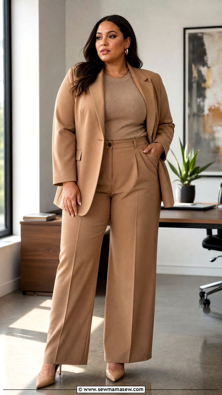 Monochrome Blazer and Trousers - 30 Cute outfits for plus size