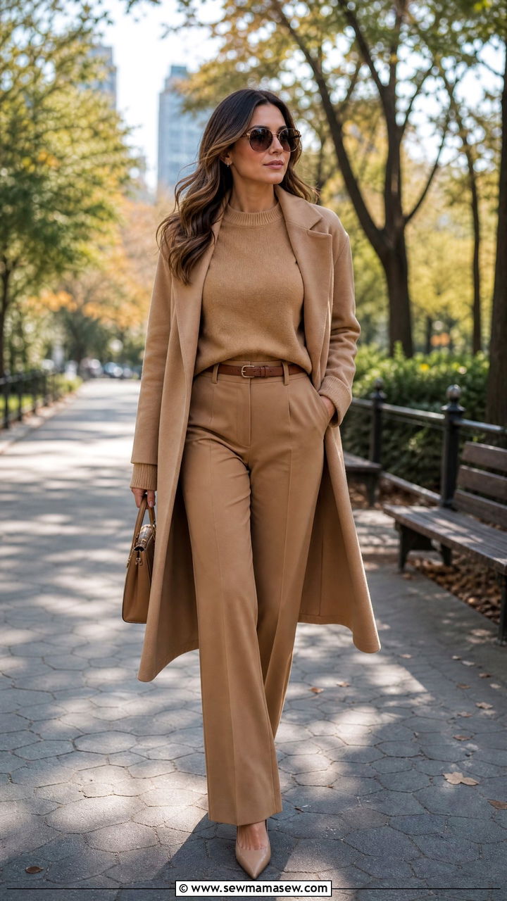 Monochrome Camel Outfit - 25 Outfit ideas to look slimmer