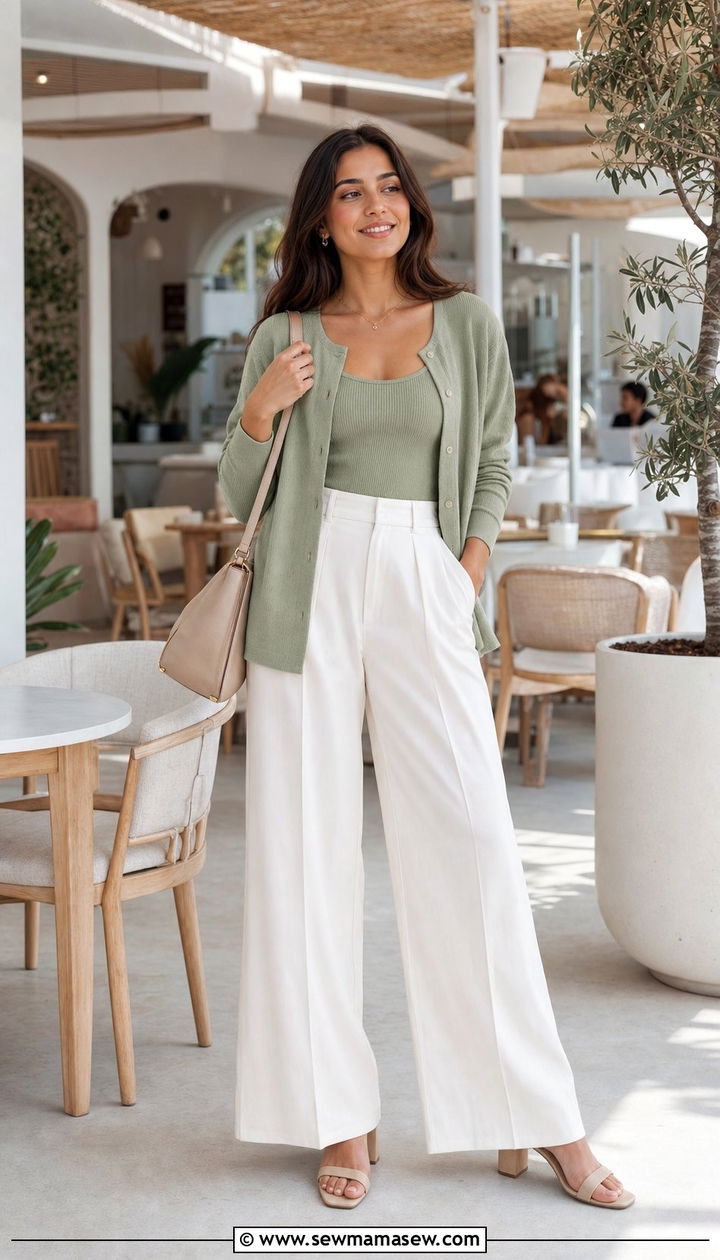 Monochrome Cardigan And Matching Tank Set Outfit - 25 summer lightweight cardigan outfit ideas