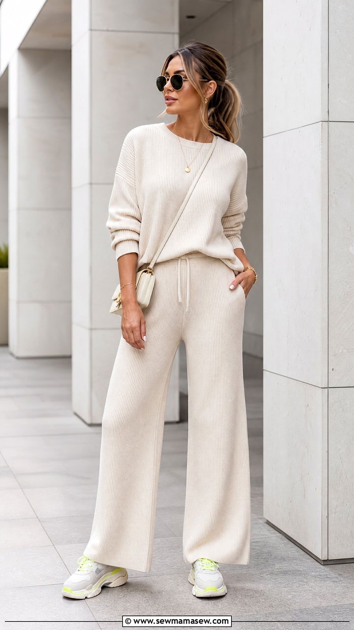 Monochrome Co Ord Set With Statement Sneakers - 30 streetwear outfits ideas
