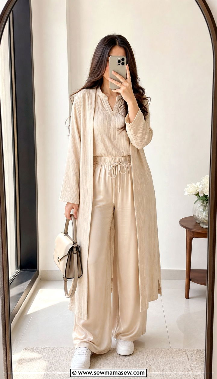 Monochrome Co Ord Set With Textured Fabrics - 25 Eid outfit ideas for women 2026