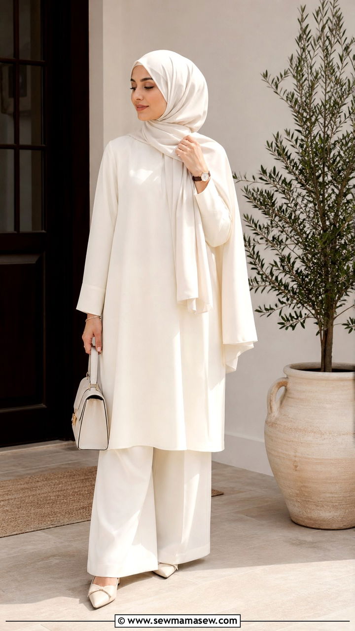 Monochrome Co Ord Set With Wide Leg Trousers - 20 April Eid outfit ideas