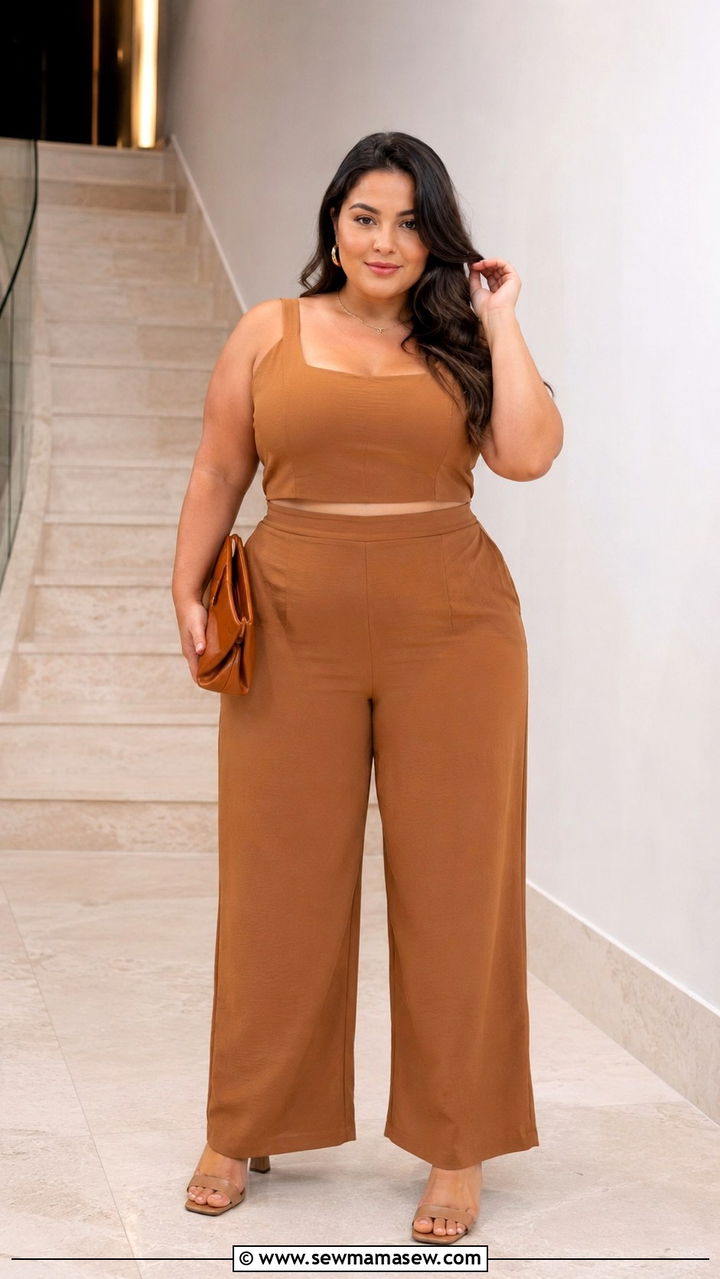 Monochrome Co Ord Set with Heels - 20 Petite plus size outfit ideas 20