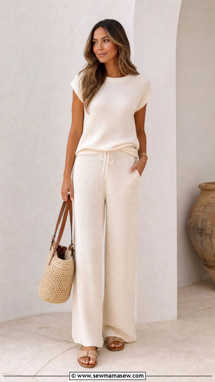 Monochrome Cream Knit Co Ord Set Outfit - 25 spring summer 2026 outfits to copy
