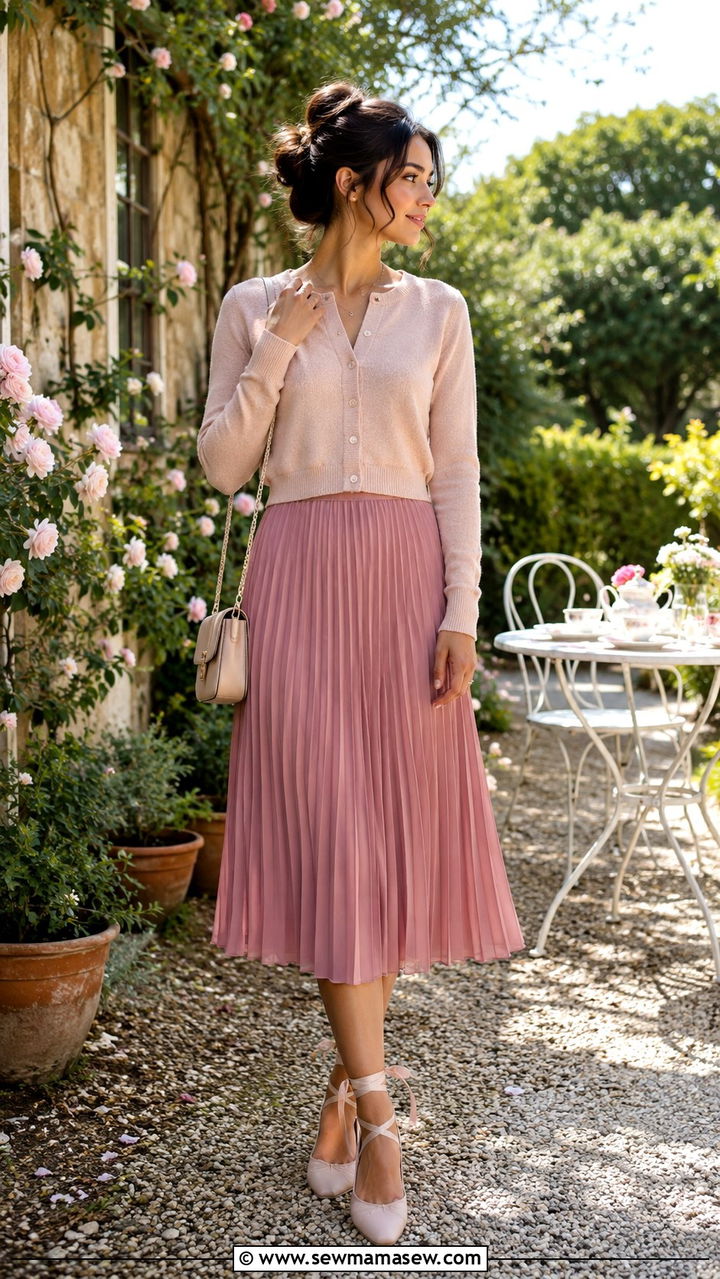 Monochrome Cream Knit Set With Gold Accessories - 30 classy romantic outfit ideas