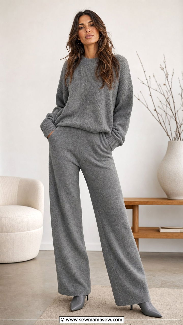 Monochrome Gray Oversized Knit Set - 25 cute quiet luxury outfits