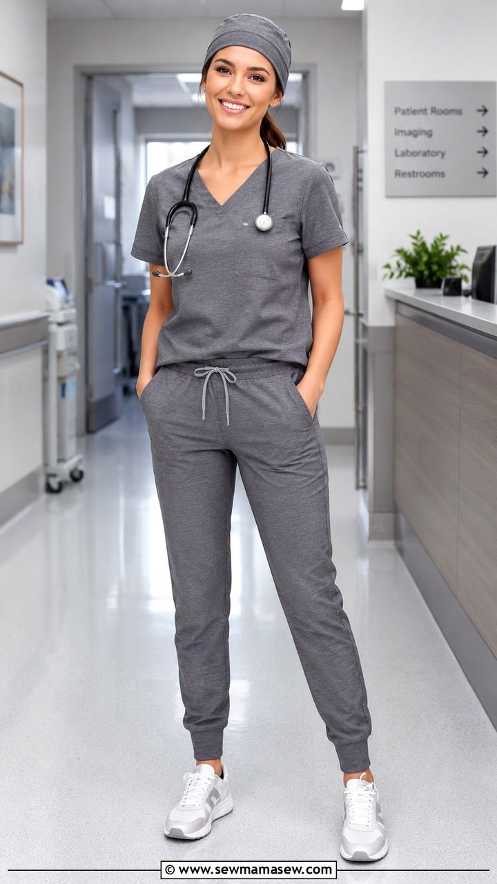 Monochrome Gray Scrubs Outfit - 30 Doctor outfit ideas