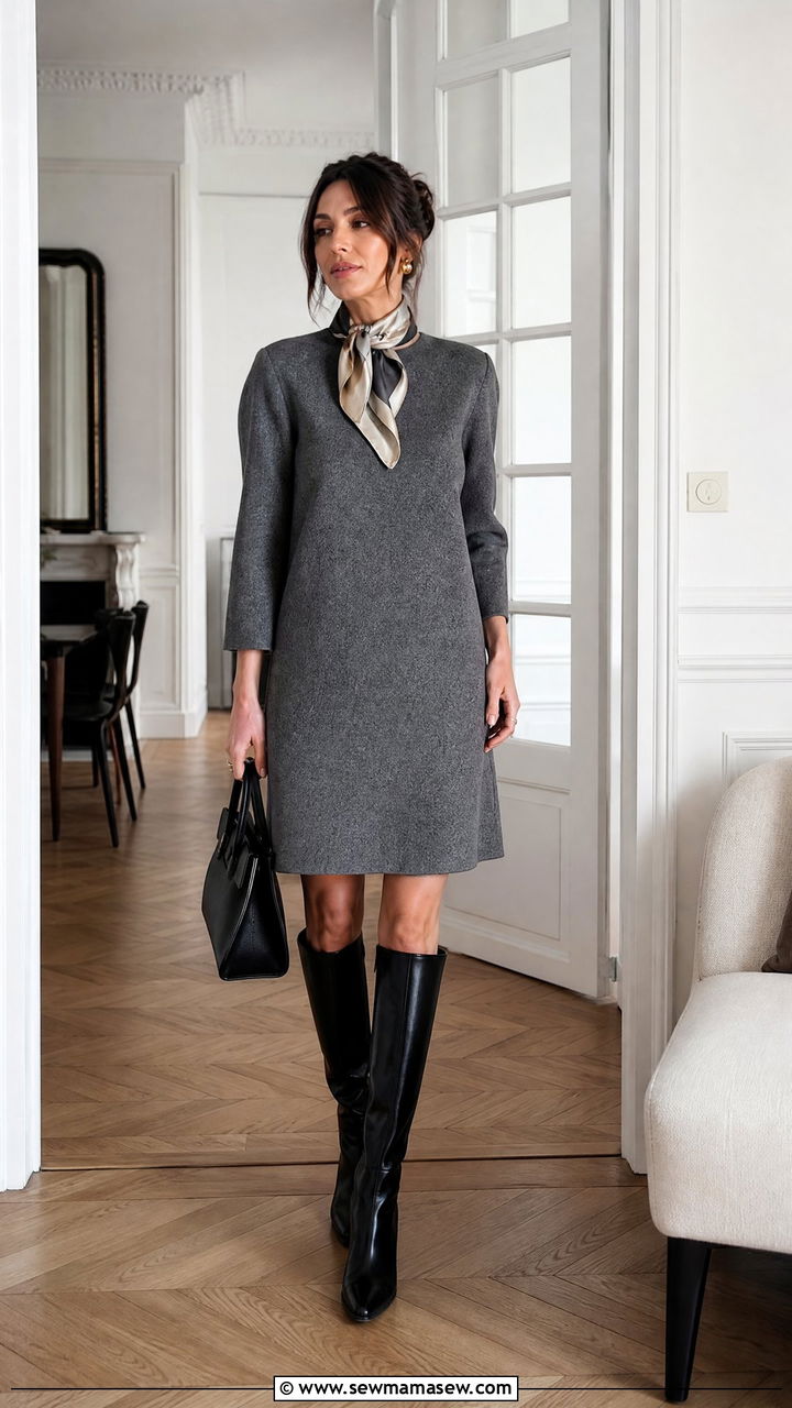 Monochrome Gray Wool Romper - 25 French girl outfit ideas Lily Collins style