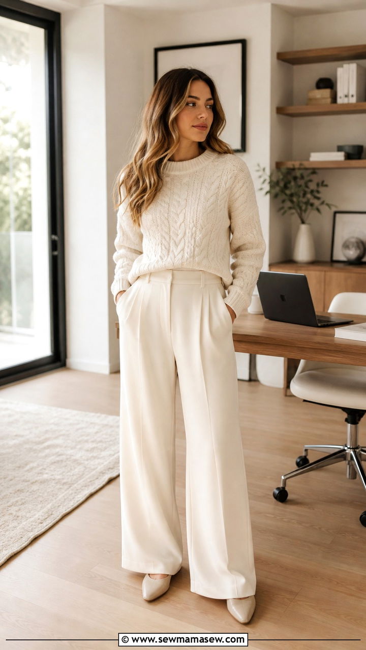 Monochrome HeadToToe Outfit For Remote Work - 40 Work from home outfit ideas