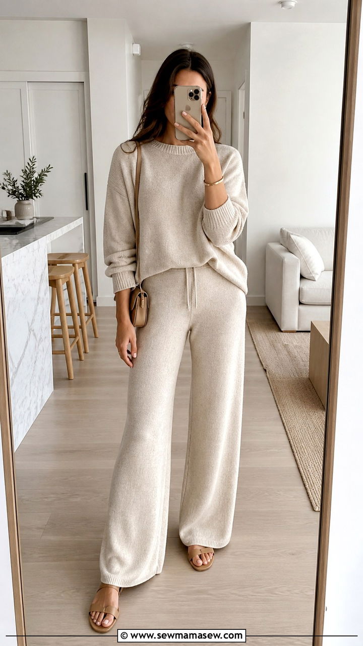 Monochrome Knit Lounge Set - 40 Minimalist outfit ideas