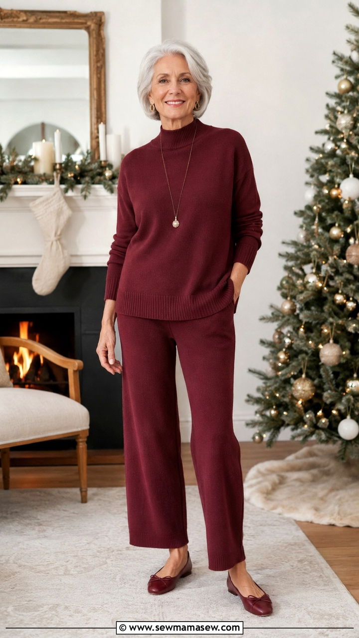 Monochrome Knit Set With Ballet Flats - 30 Party outfits for women over 60