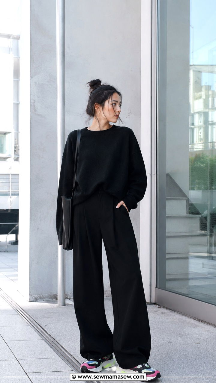 Monochrome Layers With Statement Sneakers - 30 Tokyo vacation outfit ideas