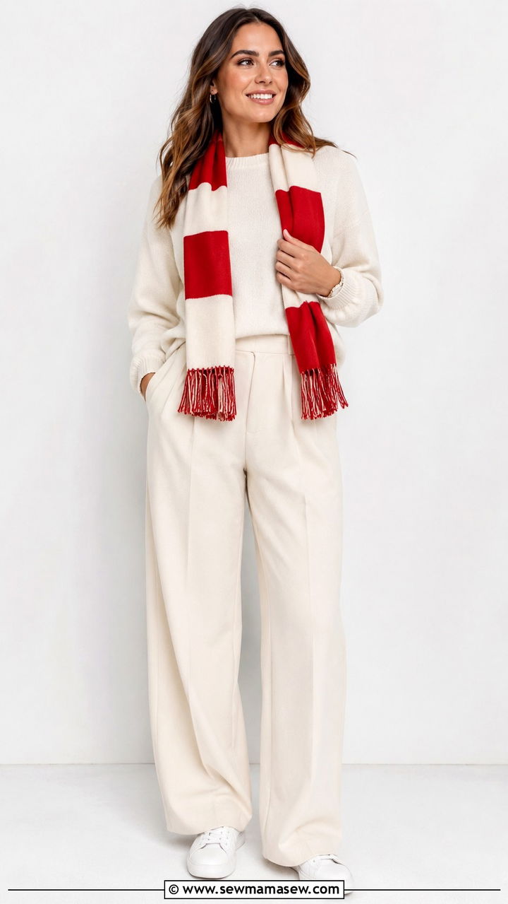 Monochrome Look with Team Scarf Outfit - 30 NFL game outfit ideas
