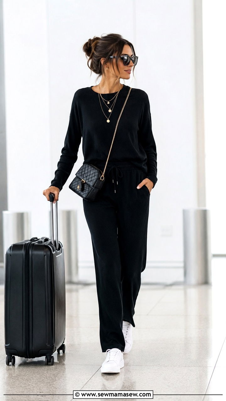 Monochrome Lounge Set With Elevated Accessories - 25 Airport outfit ideas for economy
