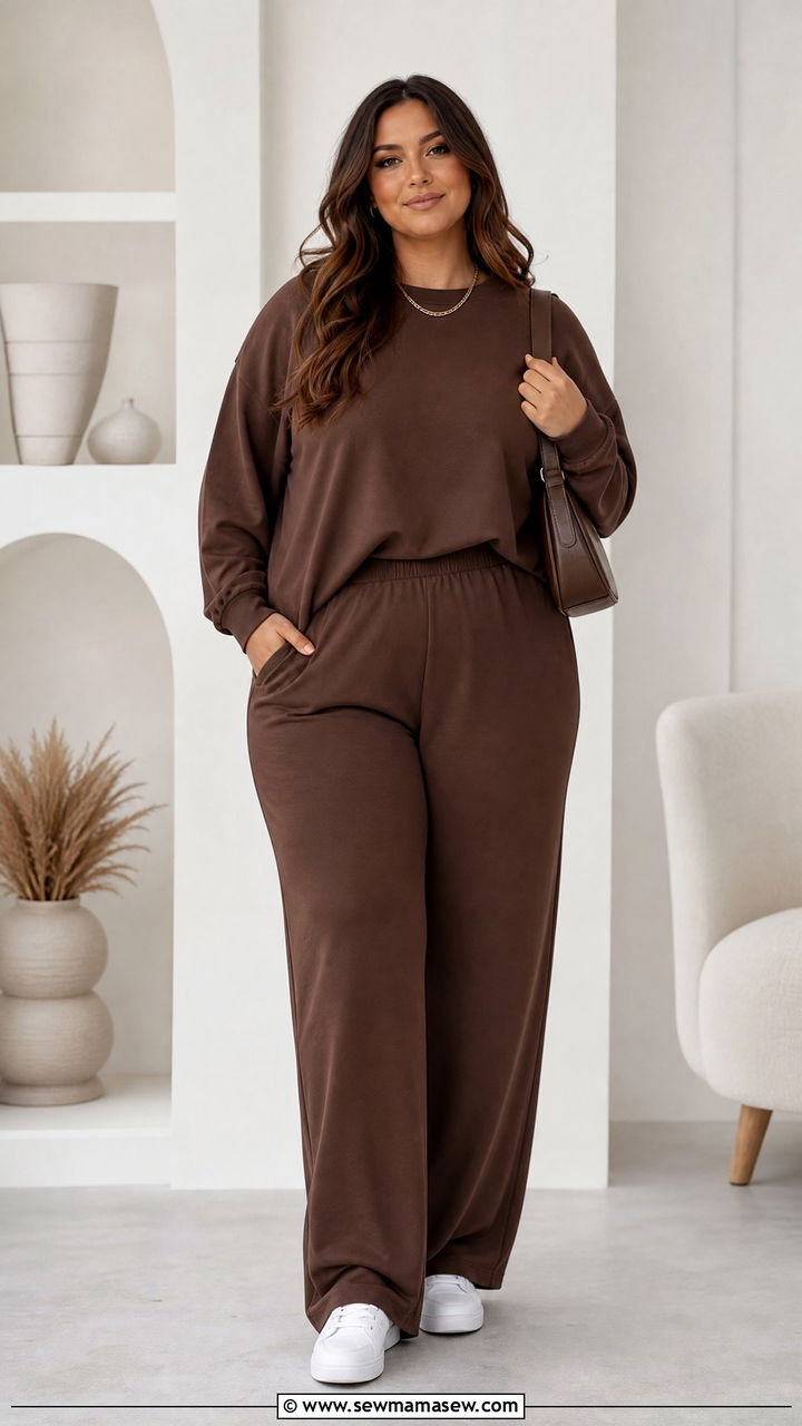 Monochrome Matching Set With Sneakers - 30 curvy outfit ideas for women