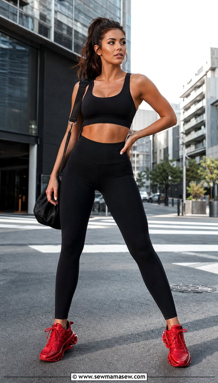 Monochrome Matching Set With Statement Sneakers - 35 athleisure outfit ideas for women