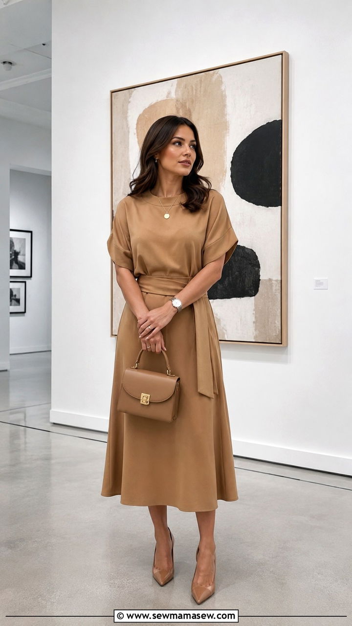 Monochrome Midi Dress Outfit to Hide Tummy - 20 Dresses to hide belly fat