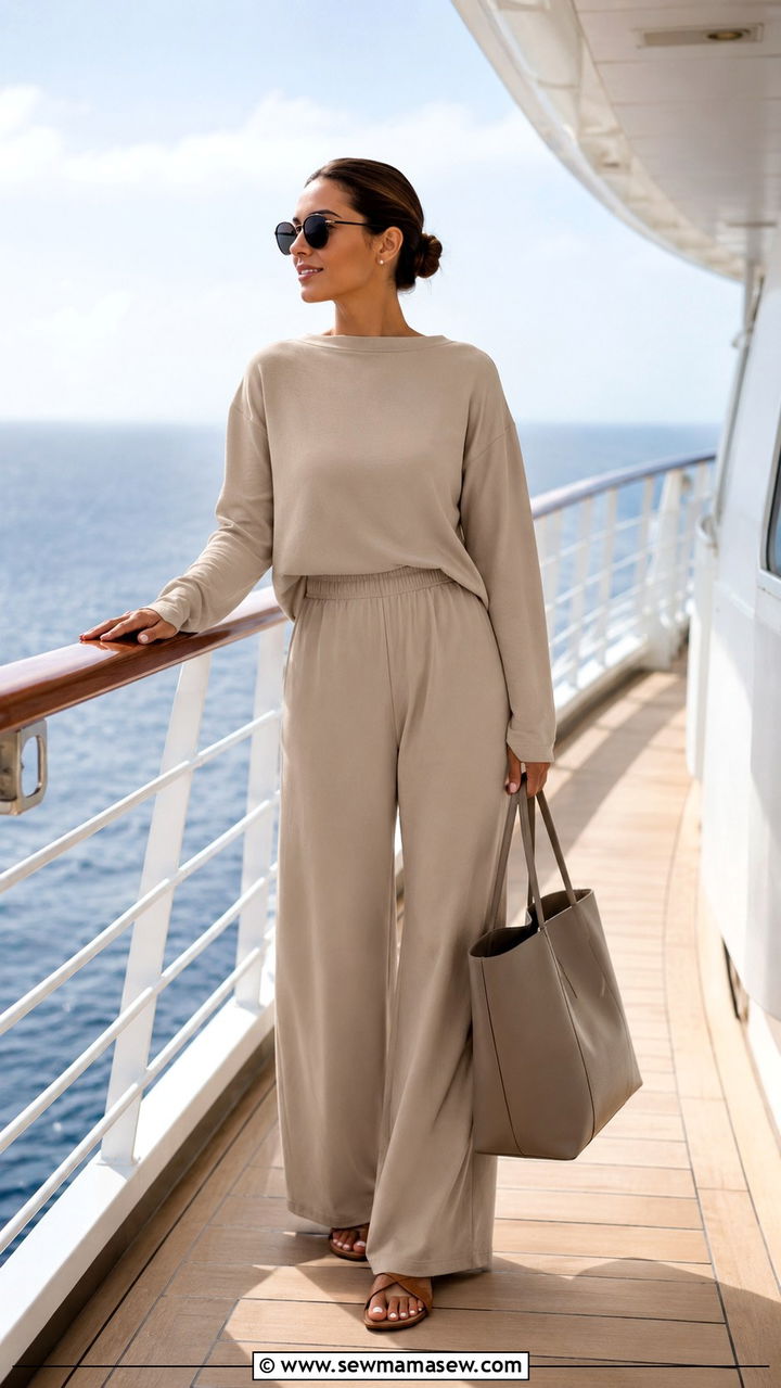 Monochrome Modest Set with Flats - 30 modest cruise outfit ideas