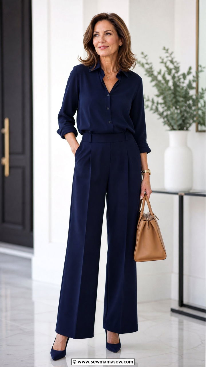 Monochrome Navy Outfit Women Over 40 - 35 Minimalist outfits for women over 40