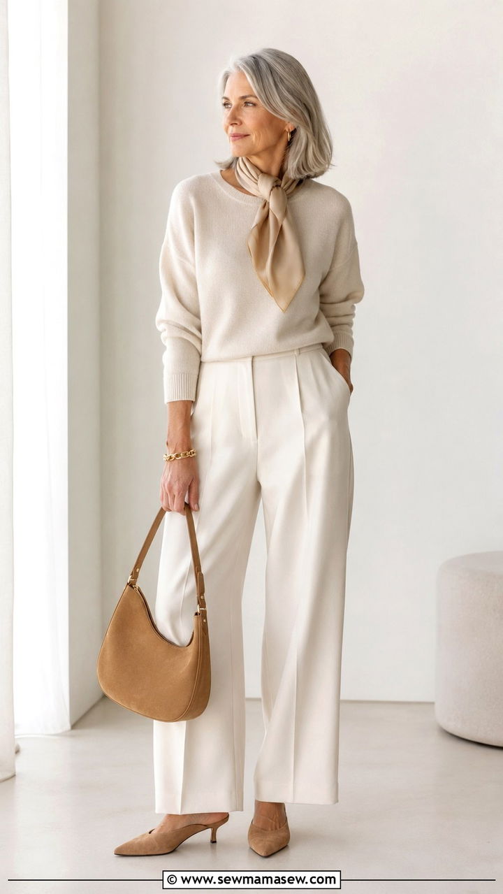 Monochrome Neutral Ensemble - 20 Mature woman outfit ideas 2026