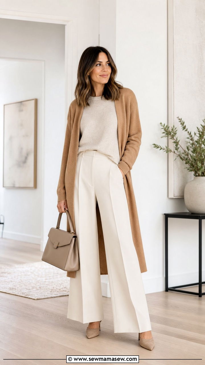 Monochrome Neutral Outfit with Minimal Accessories - 35 casual Friday outfit ideas