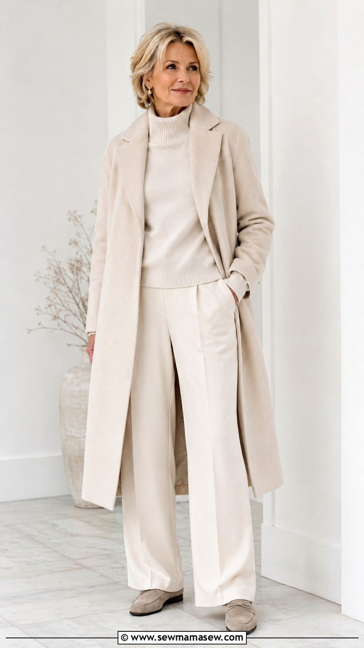Monochrome Neutral Outfit - 30 Trendy outfit ideas for women over 50
