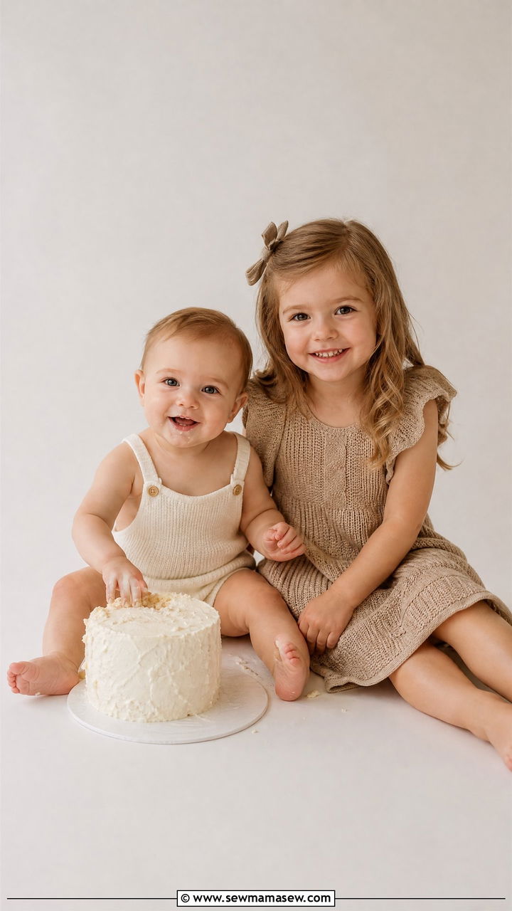 Monochrome Neutral Sibling Matching Cake Smash Outfit - 25 Cake smash outfit ideas