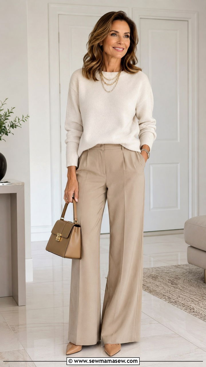 Monochrome Neutral Tones Outfit - 25 Outfit ideas for women over 40 elevated casual