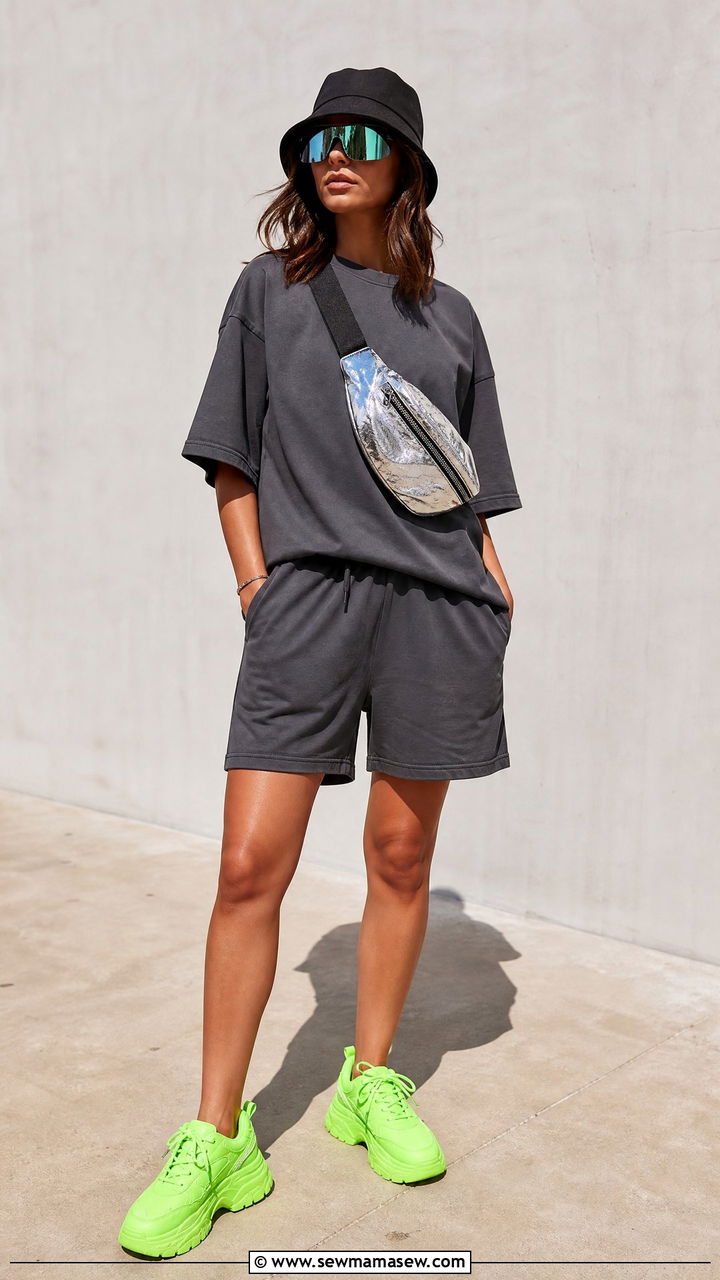 Monochrome Oversized Tee and Shorts Streetwear Look - 30 summer streetwear outfit ideas