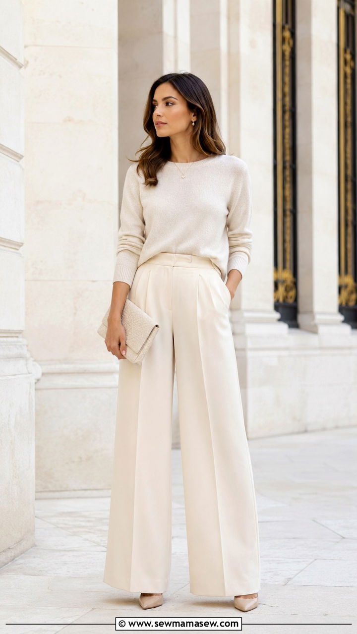 Monochrome Palazzo Pants Outfit - 30 how to style palazzo pants