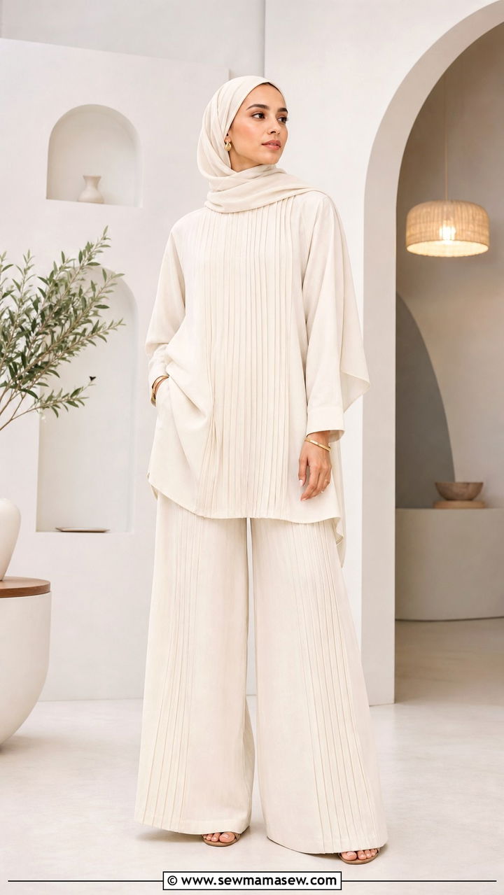 Monochrome Palazzo Set Ramadan Minimal Look - 40 Ramadan outfit ideas