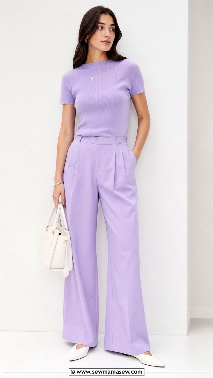 Monochrome Pastel Look with Tailored Trousers - 25 Dressy casual summer outfit ideas 2026