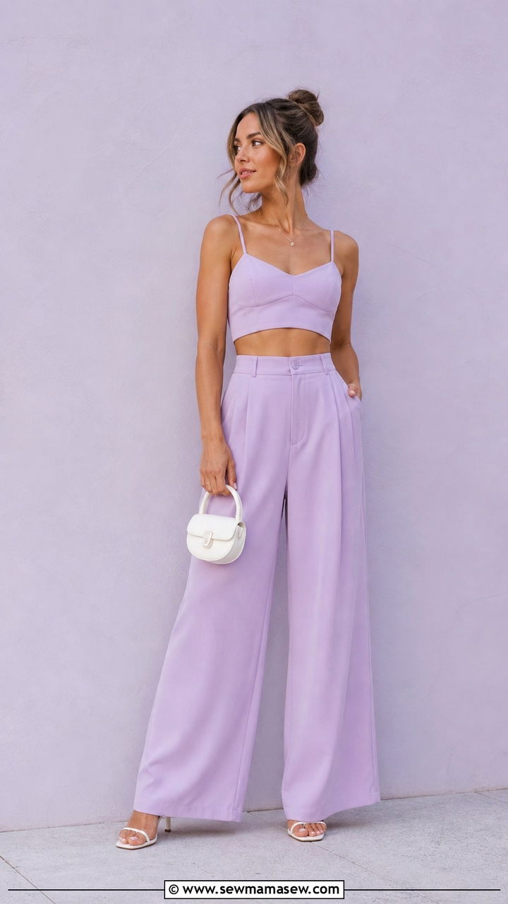 Monochrome Pastel Two Piece Set - 40 spring cute outfit ideas