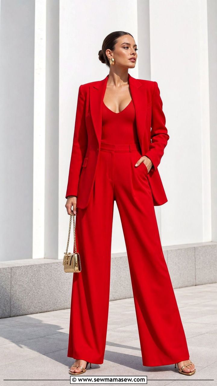 Monochrome Power Suit in Bold Color - 25 spring summer 2026 outfits trends
