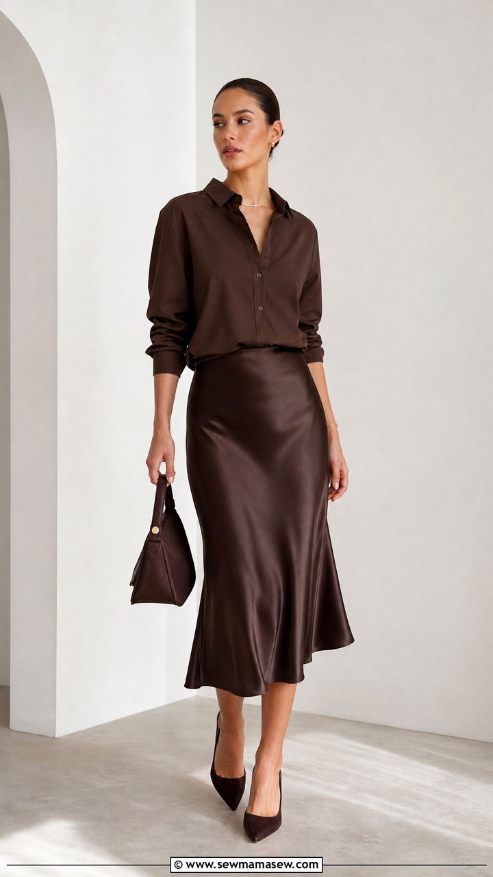 Monochrome Satin Skirt Outfit - 25 chic satin skirt outfit ideas