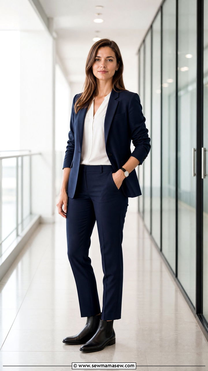 Monochrome Suit with Chelsea Boots - 25 Business casual outfits with boots