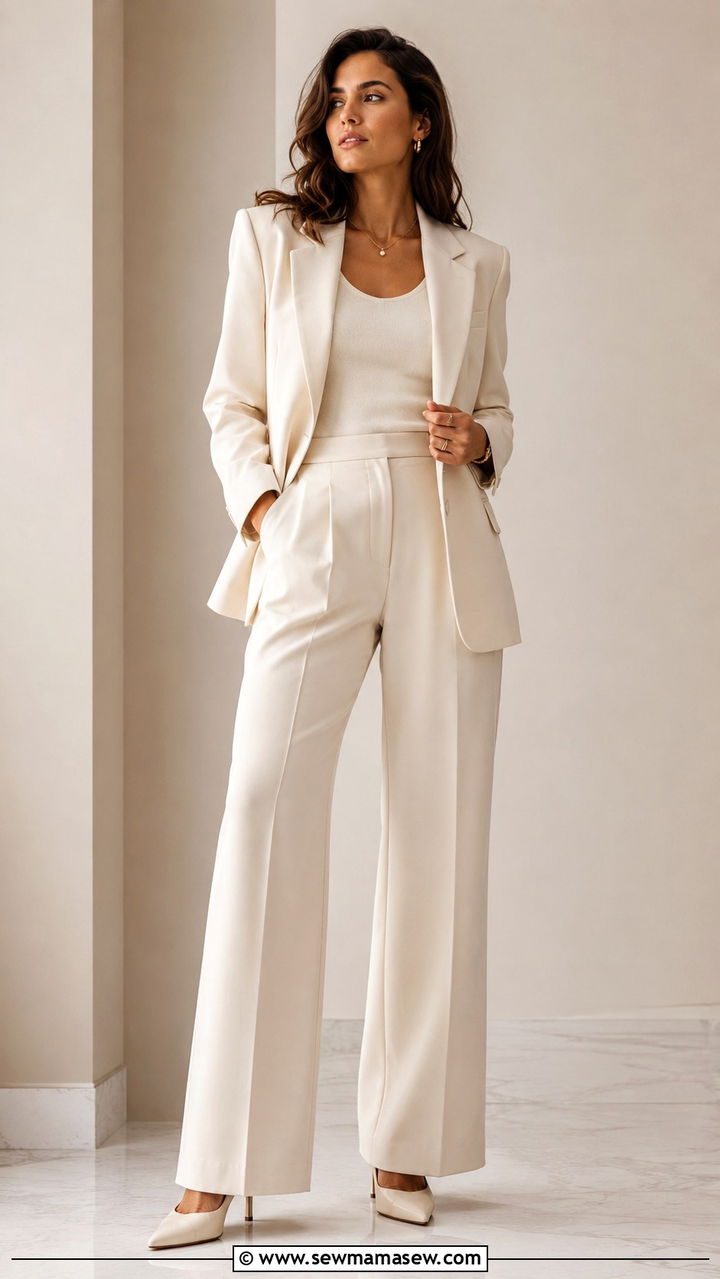 Monochrome Suit with Pointed Pumps - 25 work outfits inspo