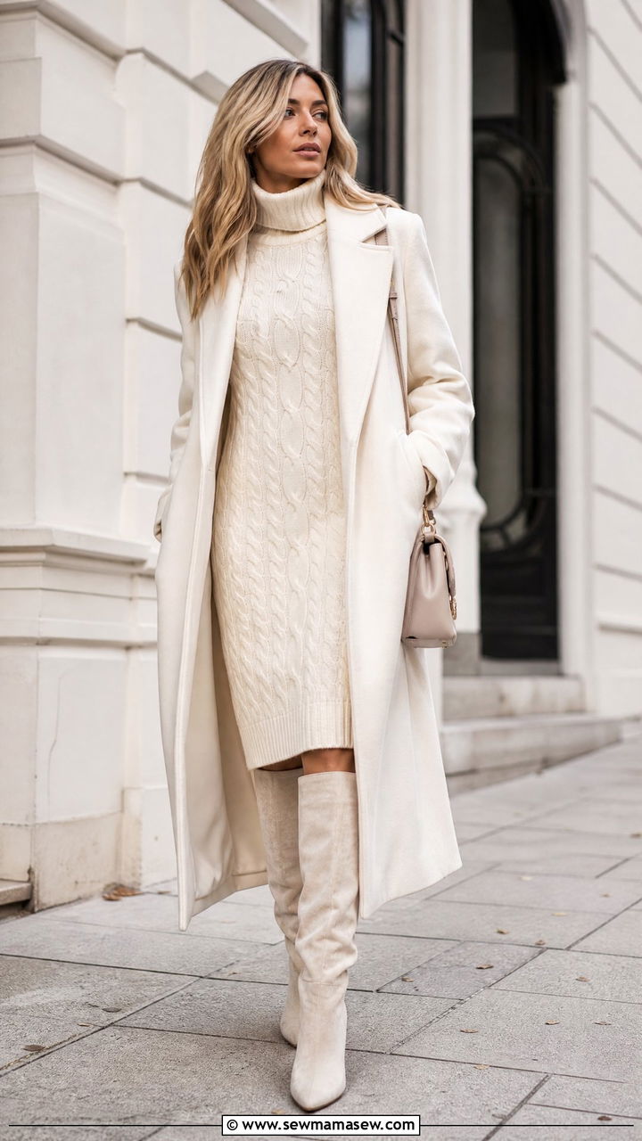 Monochrome Sweater Dress Outfit - 35 How to style a sweater dress