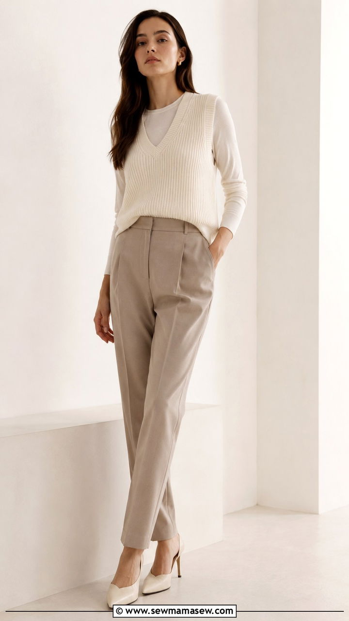 Monochrome Sweater Vest With Tonal Separates - 30 How to style a sweater vest